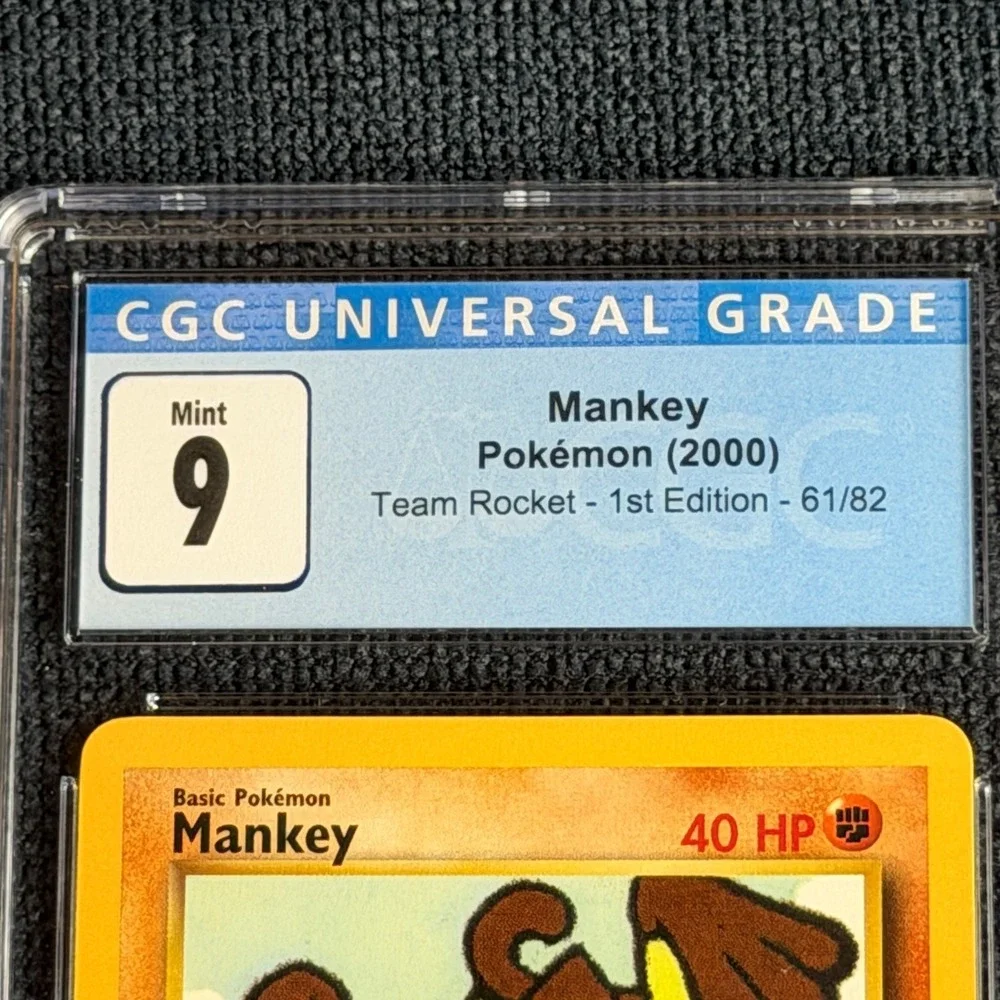 Pokemon Mankey 61/82 1st Edition CGC 9 Mint Blue Label TCG 2000 Team Rocket WotC